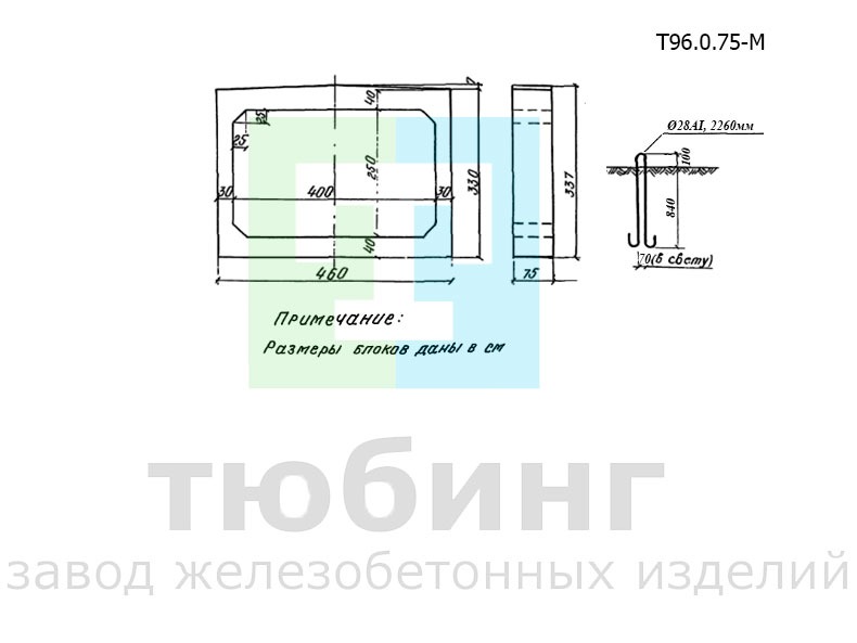 Звено средней части Т96.0.75-М по серии 3.501.1-126, вып.1