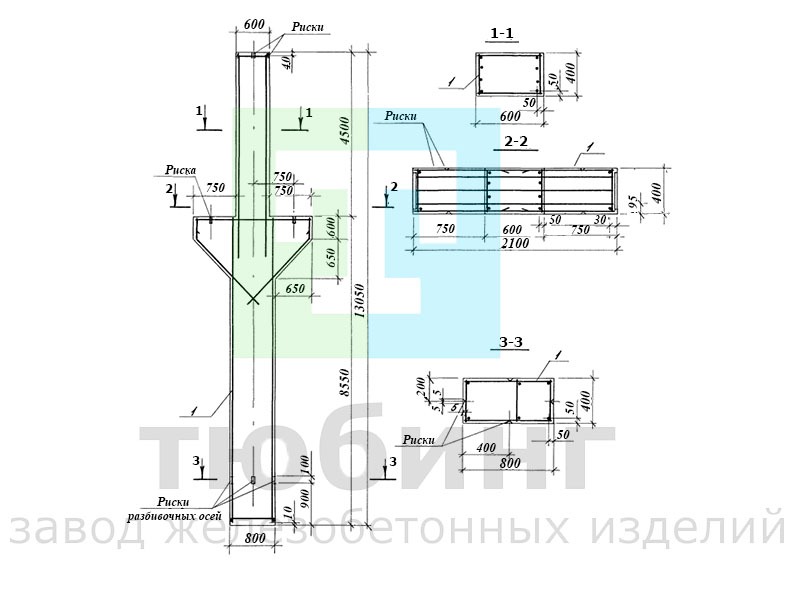 Колонна 10К120-1...12 по серии 1.424.1-5, выпуск 2