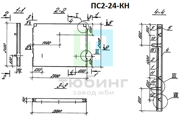 Панель стеновая плоская ПС2-24-КН1