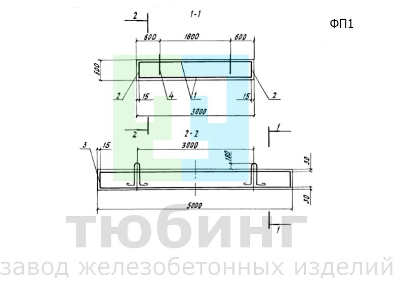 Фундаментная плита ФП1 по серии 3.501.1-165, вып. 1-2