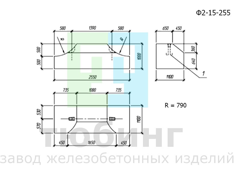 Блок фундамента Ф2-15-255 по серии 3.501.3-187.10
