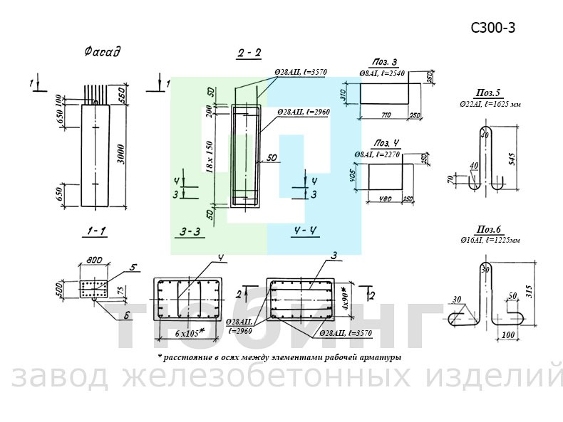 Блок стойки С300-3 по серии 3.503.1-95, вып.2-1