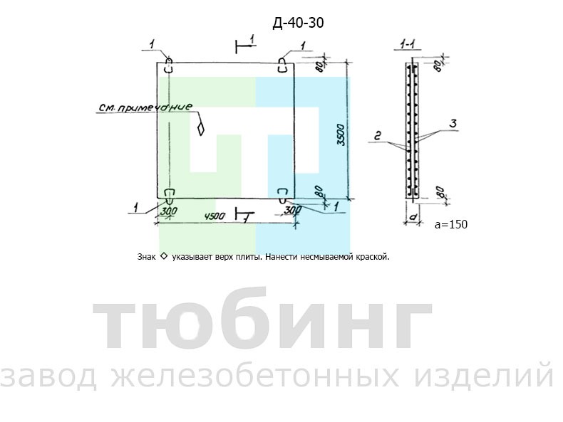 Железобетонная плита днища Д-40-30 по серии 901-09-11.84 для водопроводных колодцев