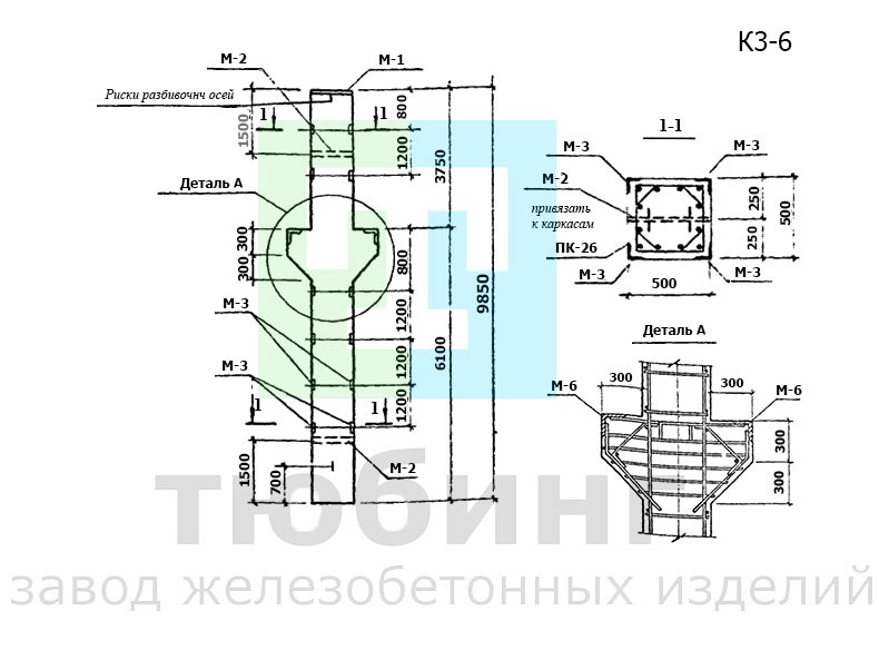 Колонна К3-6 для подвальных помещений производственного назначения по серии ТКП-73