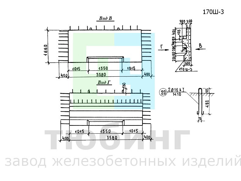 Блок шкафной стенки 170Ш-3 по серии 3.503-23, вып.6