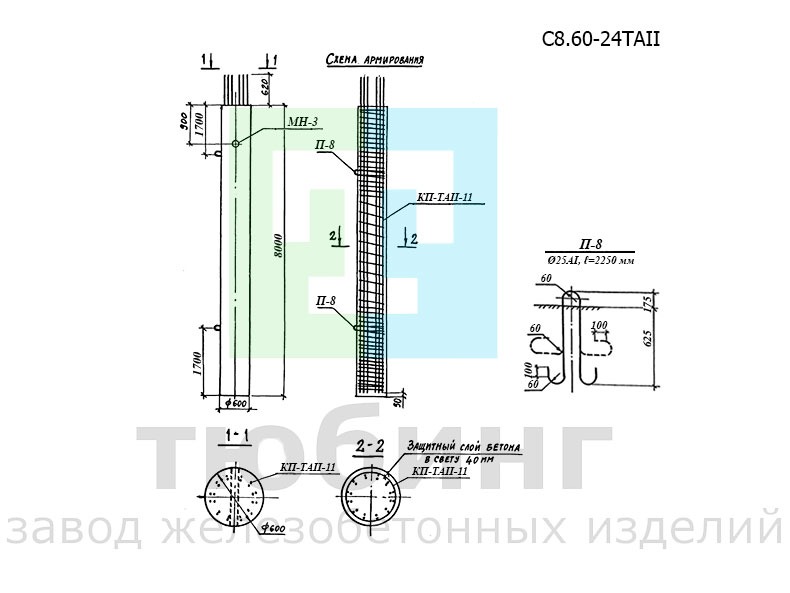 Стойка С8.60-24ТAII по серии 3.503.1-100, вып.3