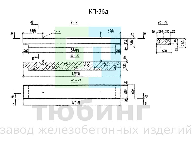 Коллекторная плита перекрытия КП-36д по серии РК 1101-87