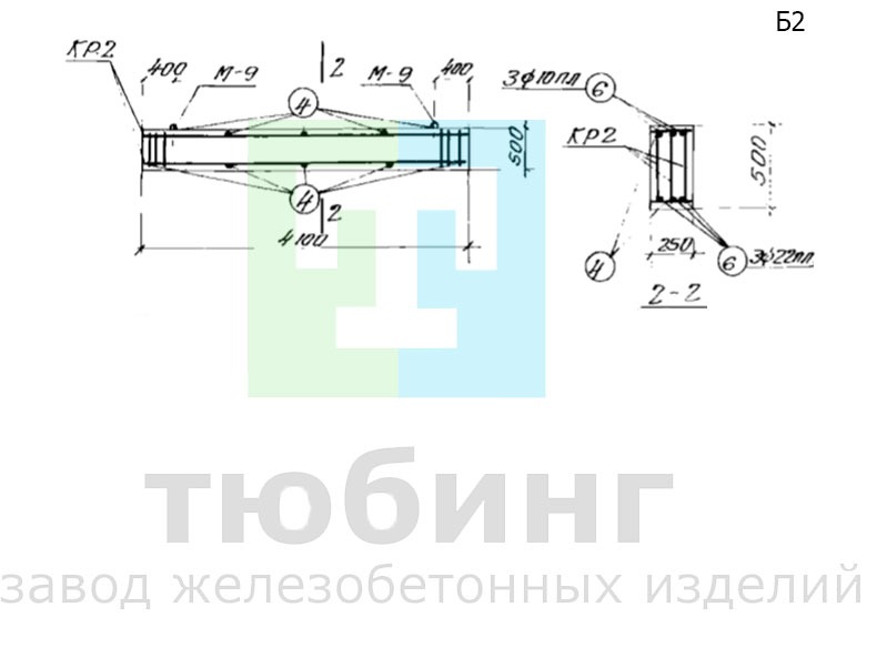 Железобетонная балка Б2 по серии ИС-01-04, вып.2