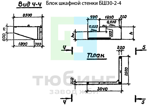 Блок шкафной стенки БШ30-2-4 по серии 3.503.1-79 вып.2