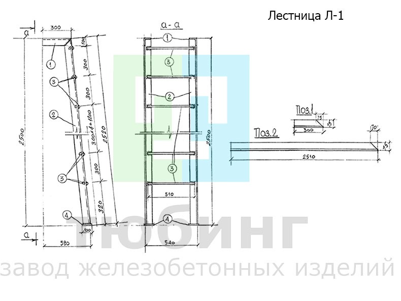 Лестница Л-1 для тепловых камер по альбому СК 
