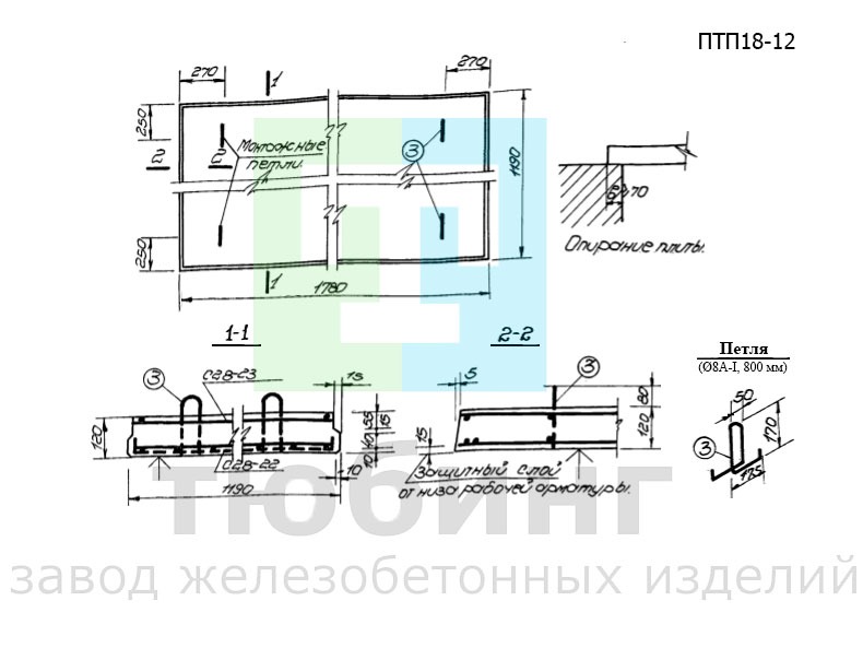Плита плоская ПТП18-12 по серии ИИ-03-02 альбом 15