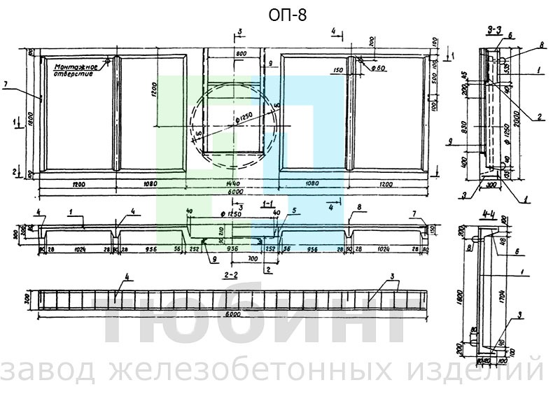 Оголовок портальный ОП-8 по серии 3.820-6, вып.I/80 Оголовок портальный ОП-8 по серии 3.820-6, вып.I/80
