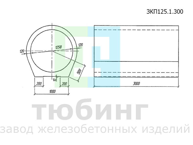 Звено круглое с плоским основанием ЗКП125.1.300 по шифру 2175РЧ, вып.1-1
