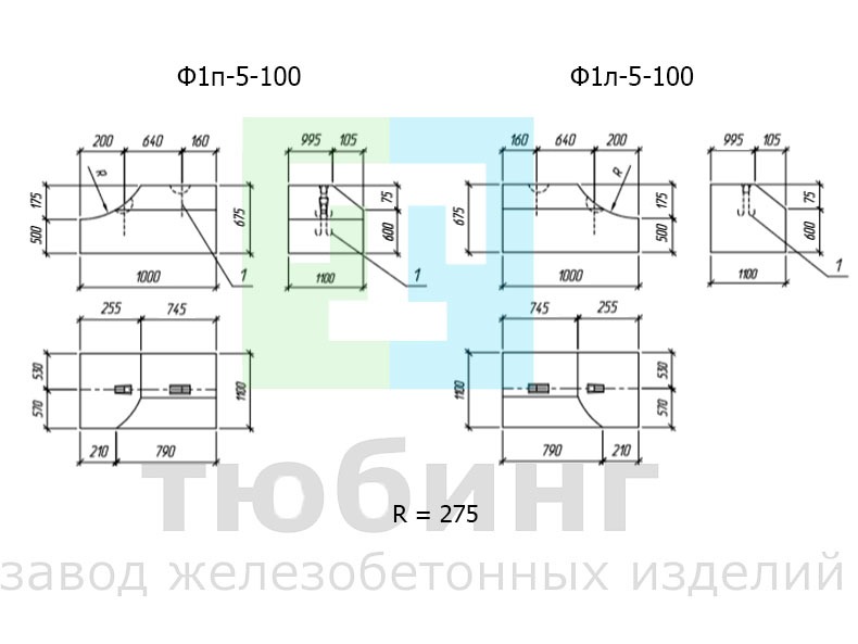 Блок фундамента Ф1п.л-5-100 по серии 3.501.3-187.10