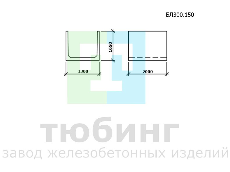 Блок лотка БЛ300.150 по шифру 2338 вып.1