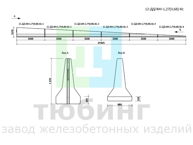 Блок ограждения двухсторонний концевой составной 12-ДД/400-1,27(0,68)-Кс по ТУ42.11.10-001-15928995-2020