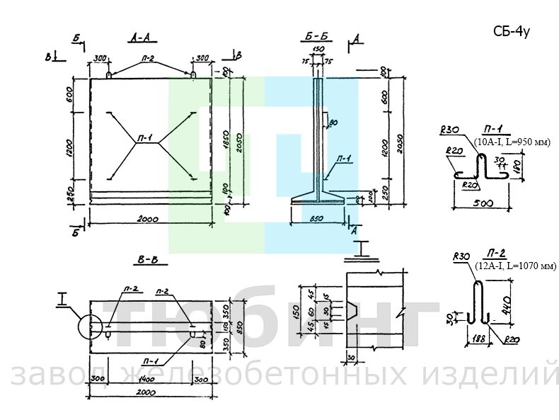 Стеновой блок СБ-4у по альбому ПС-192