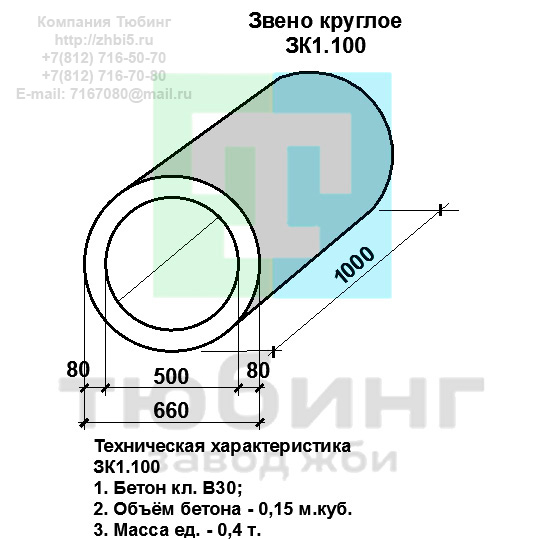  Компания Тюбинг выпускает сборные железобетонные круглые звенья ЗК1.100 по шифру 1484, предназначенные для применения под насыпями железных и автомобильных дорог в умеренных и суровых климатических условиях в районах с расчетной сейсмичностью до 9 баллов. Конструкция блоков одинаковая для труб под железную и автомобильную дороги. Материал блоков - конструкционный тяжелый бетон по ГОСТ26633-91 В20. Марка по водонепроницаемости не ниже W6, по морозостойкости не ниже F300. В качестве рабочей арматуры используется арматура периодического профиля из низколигированной стали класса А-III марка 25Г2С по ГОСТ5781-82. В качестве конструктивной используется арматура из углеродистой горячекатаной стали А-I марки Ст3сп по ГОСТ5781-82. Для монтажных петель используется арматурная сталь класса А-I марки Ст3сп по ГОСТ5781-82. Все блоки имеют марку. Марка блока состоит из одной или двух буквенно-цифровых групп, разделенных дефисом. Первая группа содержит наименование блок, его типоразмер и основную геометрическую характеристику в см; вторая группа обозначение применения: климатические условия - суровые (F), повышенная агрессивность среды (О). Минимальная прочность бетона блоков труб ко времени выдачи конструкций на склад не менее 70%. Отпускная прочность бетона - 100%. Цены на круглые звенья ЗК1.100 указаны с учетом НДС, без учета доставки. Стоимость круглых звеньев ЗК1.100 может меняться в зависимости от объема и общей ситуации на строительном рынке. Представленные на сайте цены на ЖБИ не являются публичной офертой.