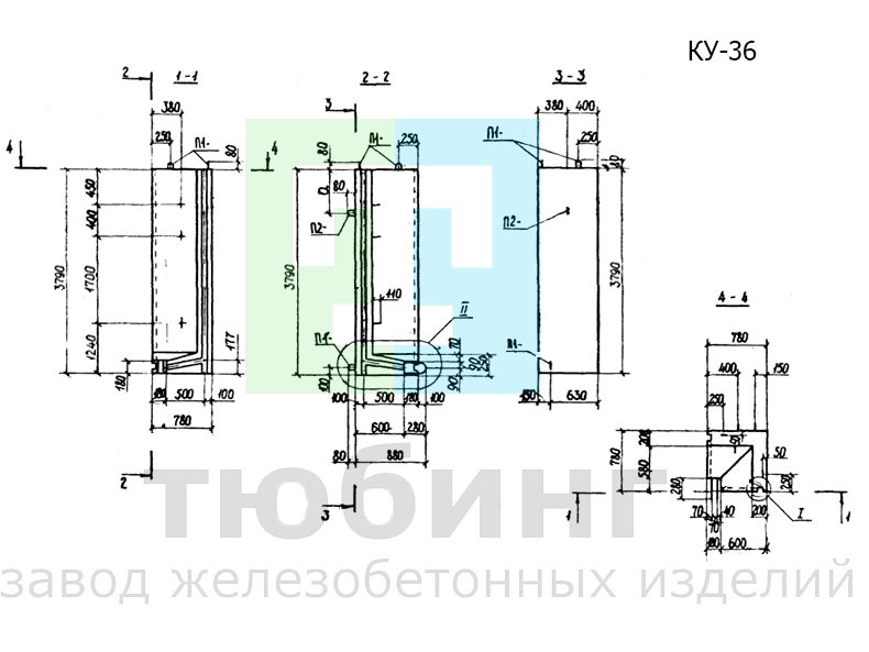 Угловой коллекторный стеновой блок КУ-36 по серии РК 1101-87