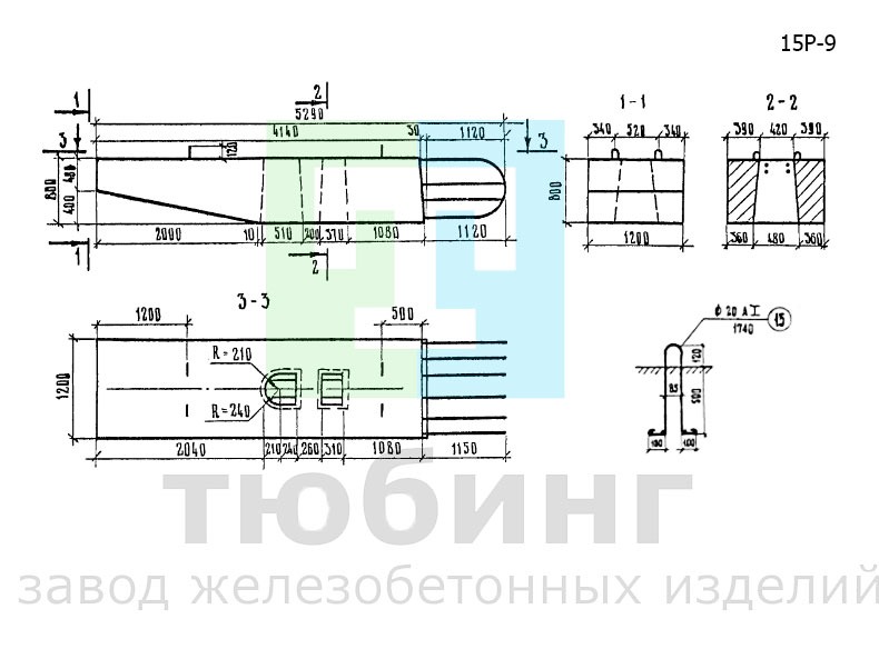 Блок ригеля 15Р-9 по серии 3.503-23, вып.7