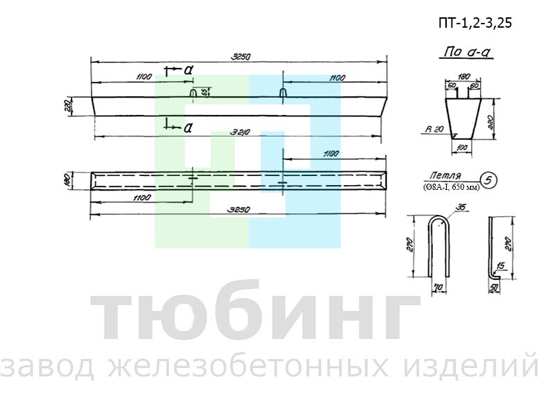 Приставка ПТ-1,2-3,25 для воздушных линий электропередачи и связи по серии 3.407-57, выпуск 1