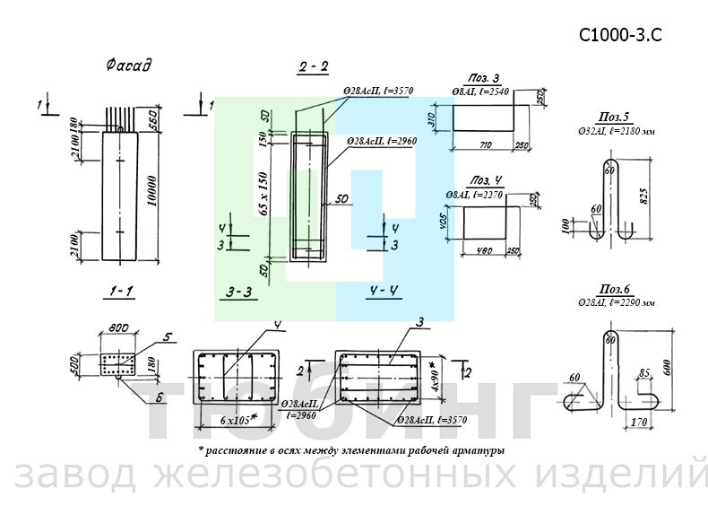 Блок стойки С1000-3.С по серии 3.503.1-95, вып.2-2