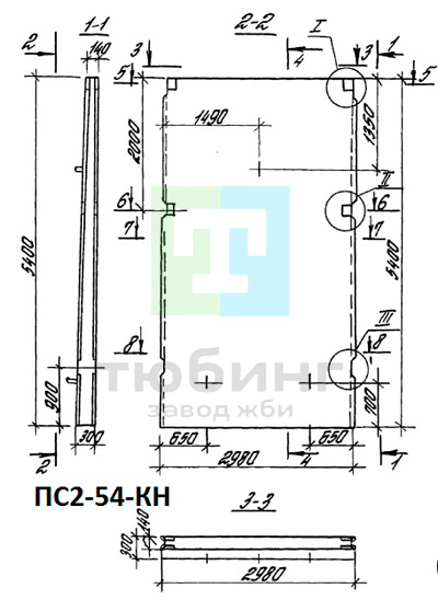 Панель стеновая плоская ПС2-54-КН5