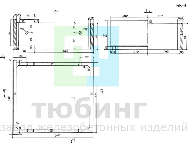 Блок пустотелых стен БК-4 по серии 3.503.1-67, вып.1