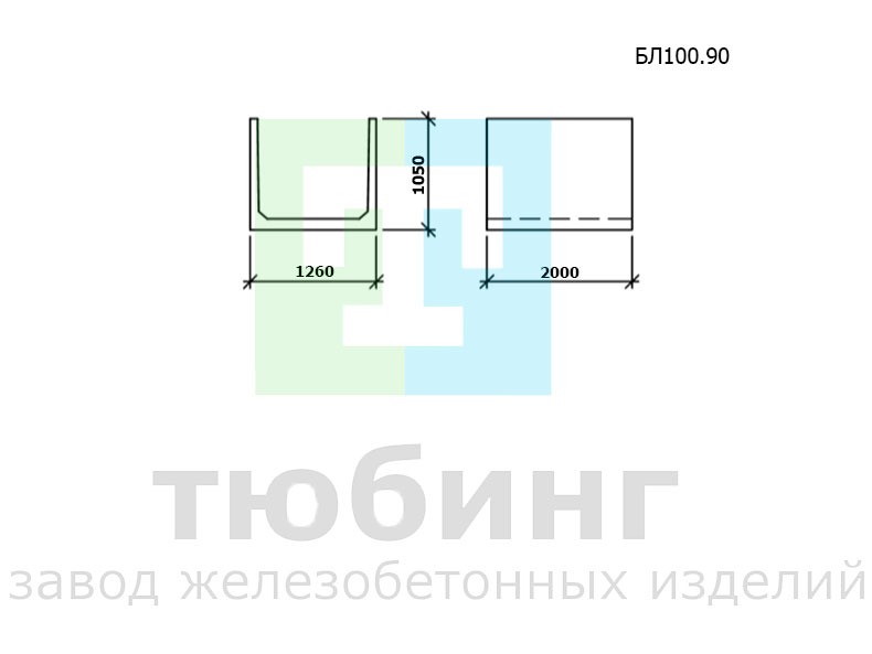 Блок лотка БЛ100.90 по шифру 2338 вып.1