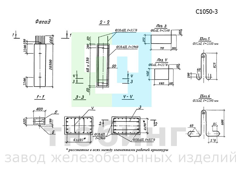 Блок стойки С1050-3 по серии 3.503.1-95, вып.2-1