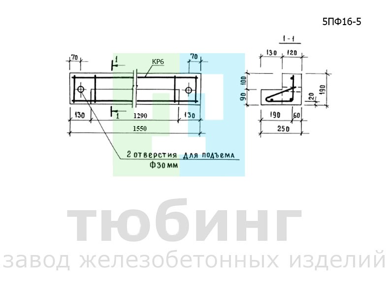 Перемычка фасадная 5ПФ16-5 по серии 1.038.1-1 вып.7