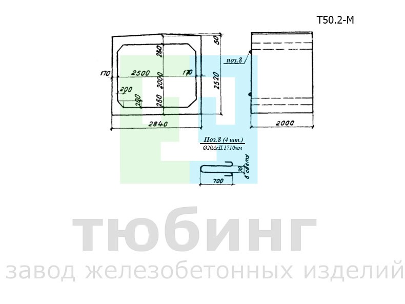 Звено средней части Т50.2-М по серии 3.501.1-126, вып.1