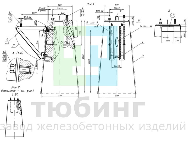 Фундамент усиленный для светофоров с площадкой обслуживания 15379-01 