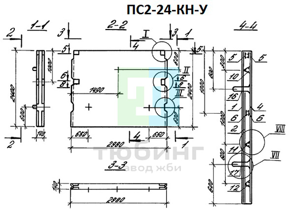 Панель стеновая плоская ПС2-24-КН1У