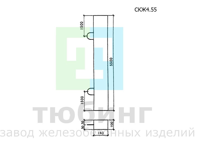 Стойка железобетонная СКЖ4.55 по серии 3.503.9-80, выпуск 1