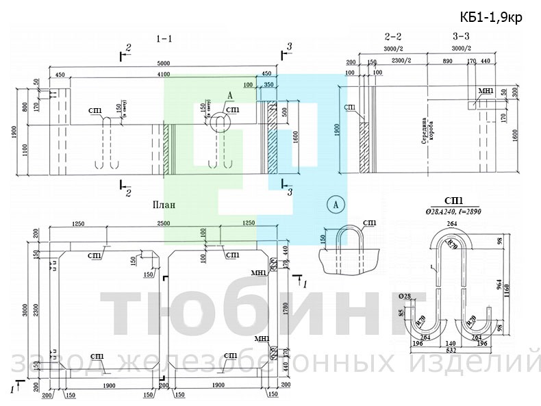 Короб железобетонный КБ1-1,9кр по шифру 2208-К.2