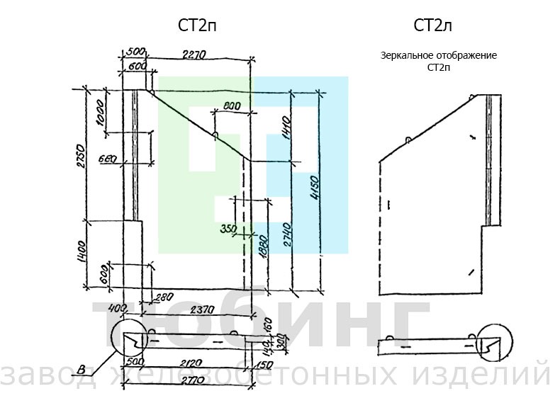Стенка откосная СТ2пл по серии 3.501.1-177.93, вып.1-1