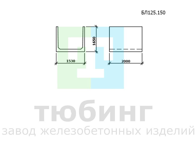 Блок лотка БЛ125.150 по шифру 2338 вып.1