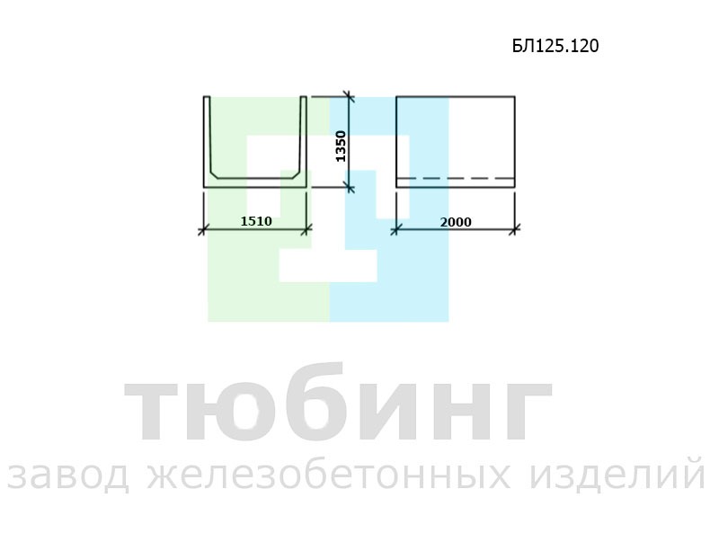 Блок лотка БЛ125.120 по шифру 2338 вып.1