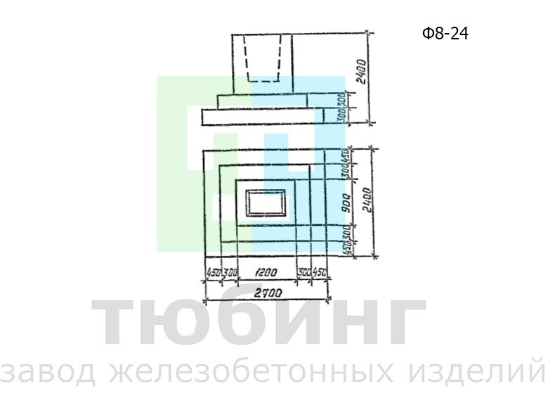 Фундамент Ф8-24 под конструкции эстакад и отдельно стоящих опор под технологические трубопроводы по серии 3.015.1-17.94, вып.1