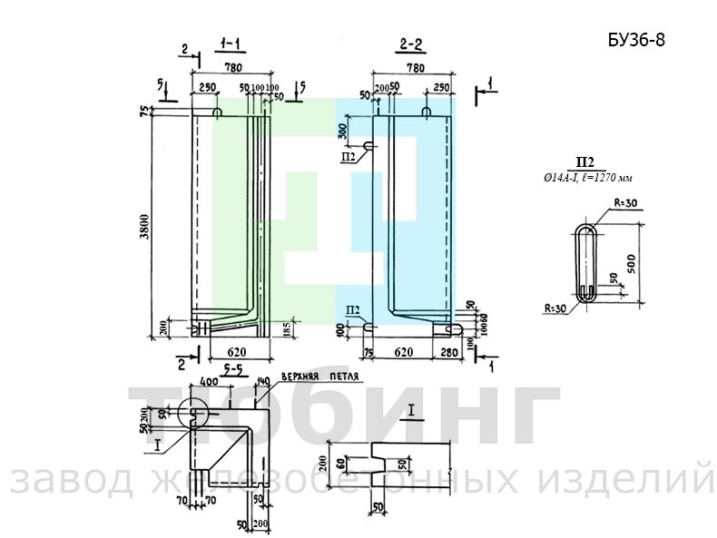 Угловой стеновой блок БУ36-8 серии 3.006.1-3/83, вып.1-3