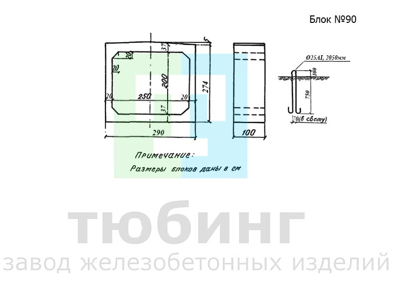 Звено средней части трубы блок №90 по серии 3.501-104, часть 3
