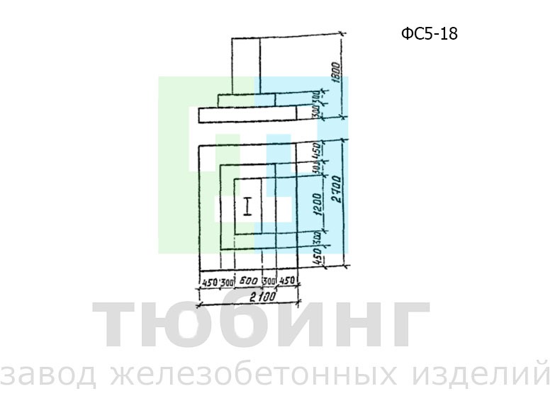 Фундамент ФС5-18 под конструкции эстакад и отдельно стоящих опор под технологические трубопроводы по серии 3.015.1-17.94, вып.1