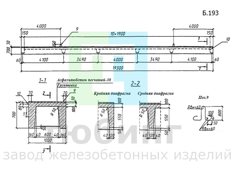 Балка Б.193 по серии 3.501-180.95, вып.2