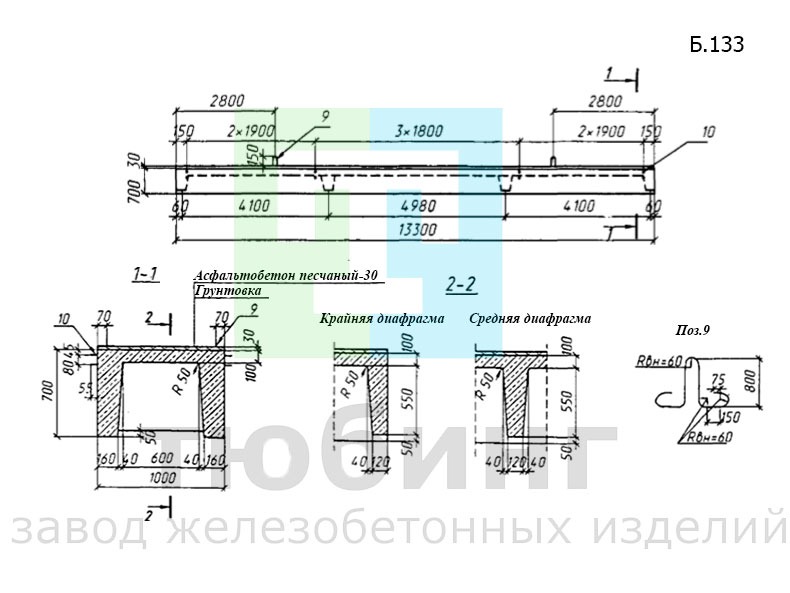 Балка Б.133 по серии 3.501-180.95, вып.2