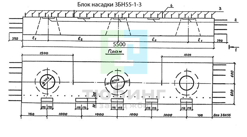 Блок насадки 3БН55-1-3 по серии 3.503.1-79 вып.2