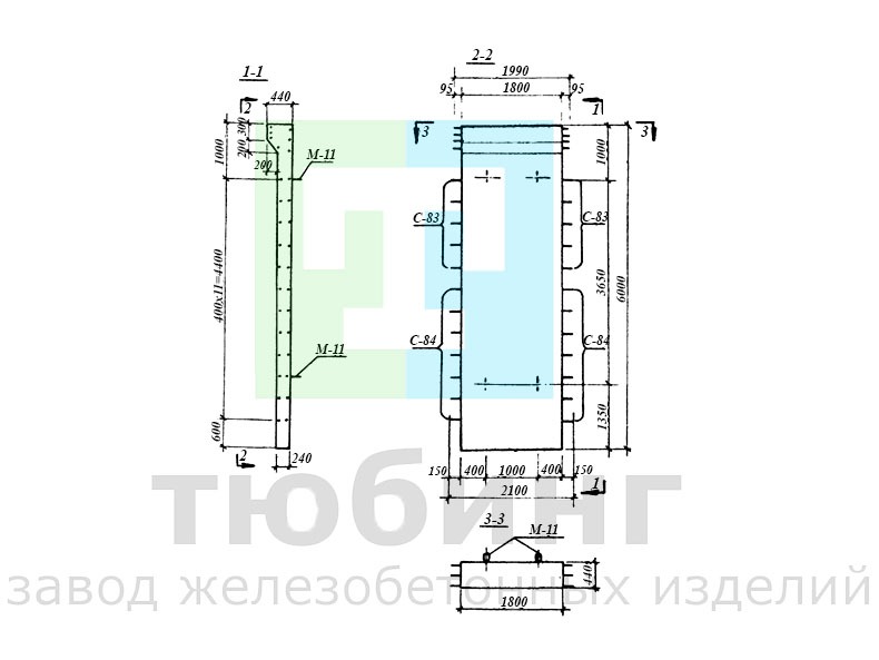 Панель стеновая ПБ2-60-1 по серии 3.900-2, вып.2