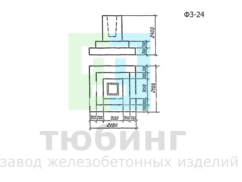 Фундамент Ф3-24 под конструкции эстакад и отдельно стоящих опор под технологические трубопроводы по серии 3.015.1-17.94, вып.1
