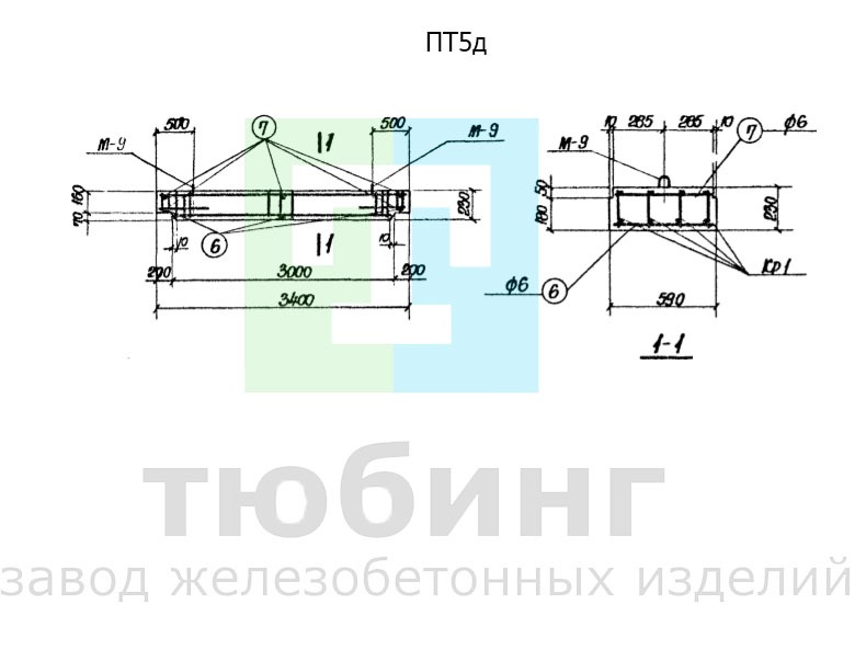 Плита перекрытия тоннеля ПТ5д по серии ИС-01-05, выпуск 2