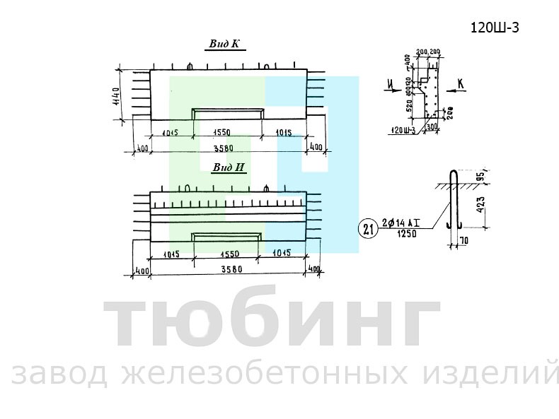 Блок шкафной стенки 120Ш-3 по серии 3.503-23, вып.6
